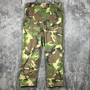 Pants Mens 38x28 Green Woodland Camo Canvas Chino Workwear Outdoor Casual